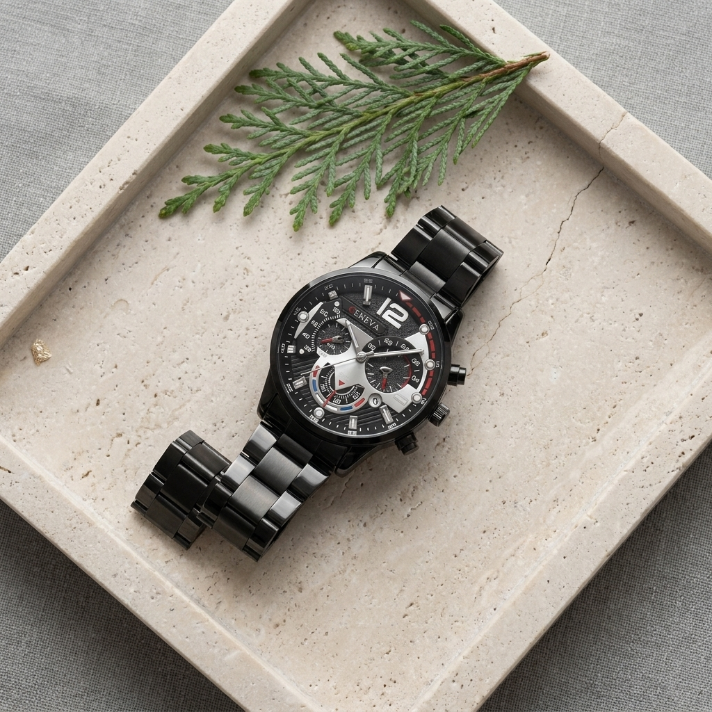 Lifestyle scene — Rose Gold Alloy Round Luminous Hands Calendar Quartz Wristwatch