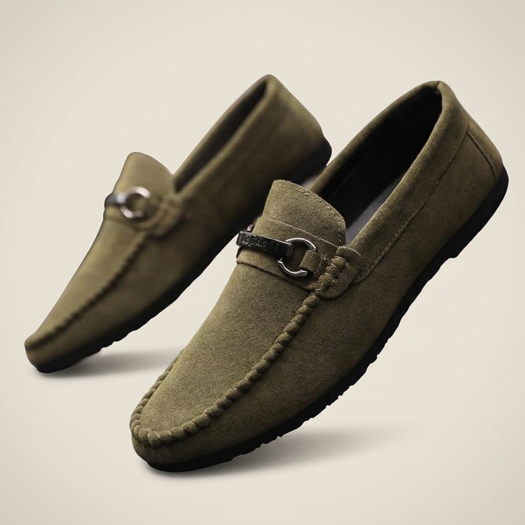 Teal bucket loafer front view featuring low-cut collar, lightweight design, and open toe for summer wear
