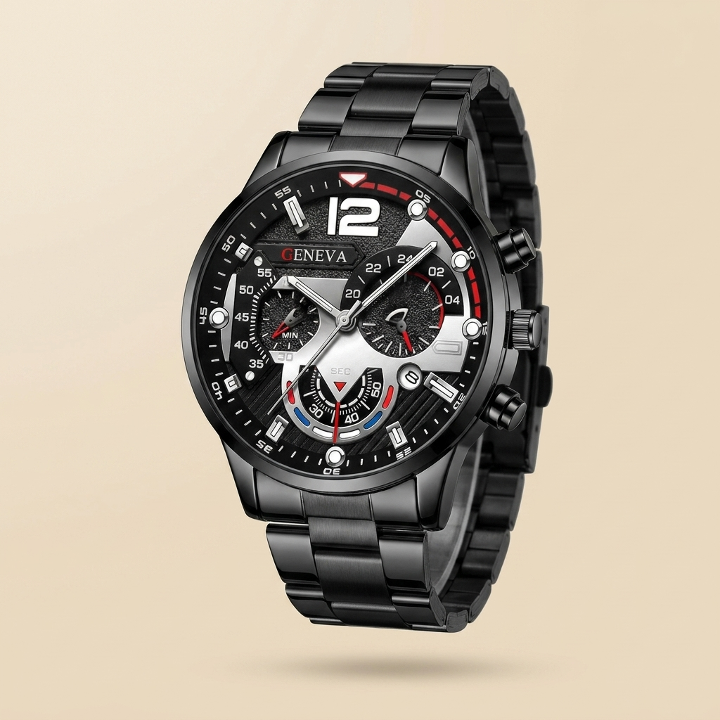 Side profile of rose gold alloy round quartz wristwatch featuring zinc alloy band and stainless steel single-fold clasp