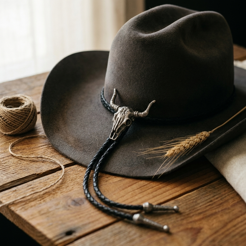 Top-down detail shot of vintage braided leather geometric alloy ring pendant necklace with black leather and antique bronze finish
